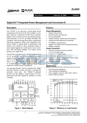 ZL2005 datasheet - Digital-DC Integrated Power Management and Conversion IC