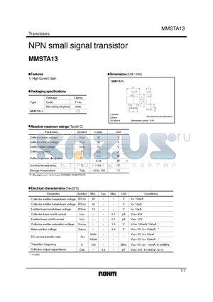 MMSTA13 datasheet - NPN small signal transistor