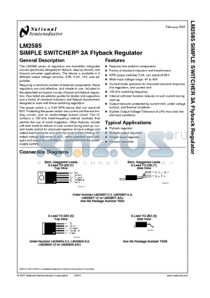 LM2585T-ADJ datasheet - SIMPLE SWITCHER^ 3A Flyback Regulator