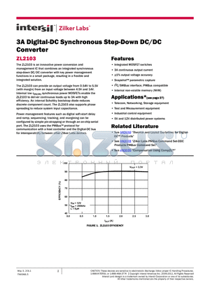 ZL2103ALAFT datasheet - 3A Digital-DC Synchronous Step-Down DC/DC Converter