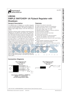 LM2586S-3.3 datasheet - SIMPLE SWITCHER^ 3A Flyback Regulator with Shutdown