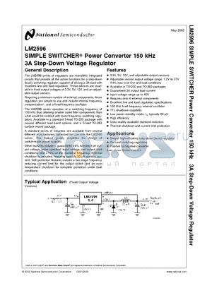 LM2596S-5.0 datasheet - SIMPLE SWITCHER Power Converter 150 kHz 3A Step-Down Voltage Regulator