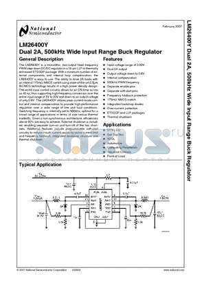 LM26400Y datasheet - Dual 2A, 500kHz Wide Input Range Buck Regulator