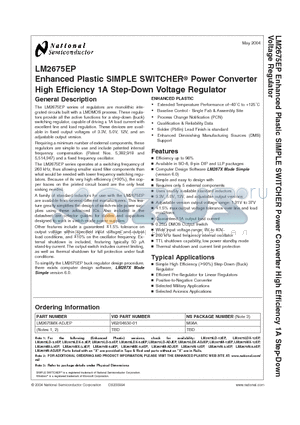 LM2675EP datasheet - Enhanced Plastic SIMPLE SWITCHER Power Converter High Efficiency 1A Step-Down Voltage Regulator