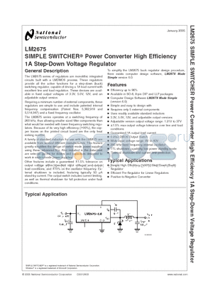 LM2675MX-12 datasheet - SIMPLE SWITCHER Power Converter High Efficiency 1A Step-Down Voltage Regulator