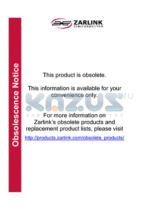 ZL30462 datasheet - Vibratto-S DVD Processor Product Brief