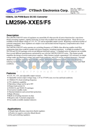 LM2596-12F5 datasheet - 150kHz, 3A PWM Buck DC/DC Converter