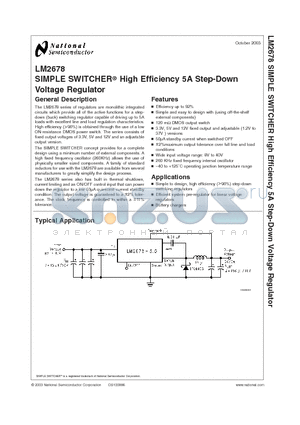 LM2678SDX-12 datasheet - SIMPLE SWITCHER High Efficiency 5A Step-Down Voltage Regulator