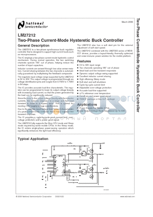 LM27212MTDX datasheet - Two-Phase Current-Mode Hysteretic Buck Controller