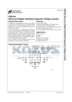 LM2780TPX datasheet - Ultra-Low Ripple Switched Capacitor Voltage Inverter