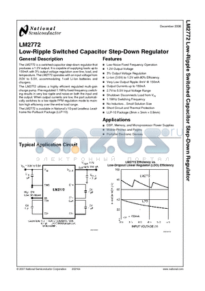 LM2772 datasheet - Low-Ripple Switched Capacitor Step-Down Regulator