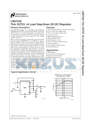 LM2734ZMK datasheet - Thin SOT23 1A Load Step-Down DC-DC Regulator