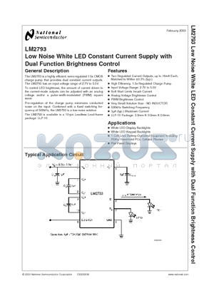 LM2793LD datasheet - Low Noise White LED Constant Current Supply with Dual Function Brightness Control