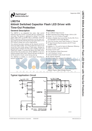 LM2754SQ datasheet - 800mA Switched Capacitor Flash LED Driver with Time-Out Protection