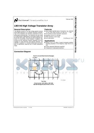 LM3146M datasheet - LM3146 High Voltage Transistor Array