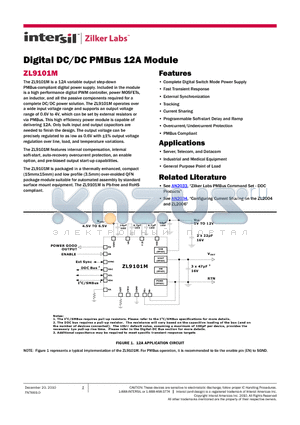 ZL9101M datasheet - Digital DC/DC PMBus 12A Module