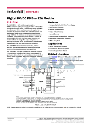 ZL9101MIRZ datasheet - Digital DC/DC PMBus 12A Module