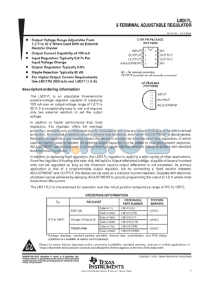 LM317LCPWR datasheet - 3-TERMINAL ADJUSTABLE REGULATOR