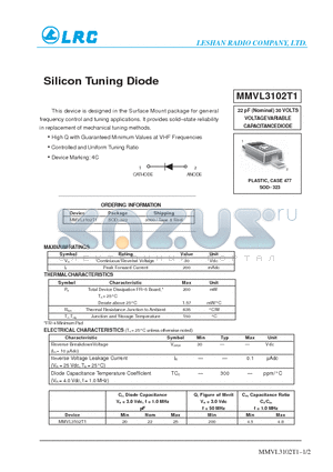 MMVL3102T1 datasheet - Silicon Tuning Diode