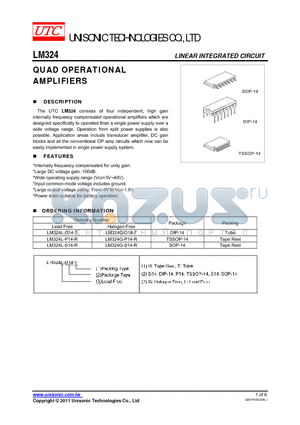 LM324L-D14-T datasheet - QUAD OPERATIONAL AMPLIFIERS