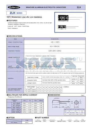 ZLH_12 datasheet - MINIATURE ALUMINUM ELECTROLYTIC CAPACITORS