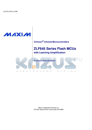 ZLF645S0P2064G datasheet - Flash MCUs with Learning Amplification