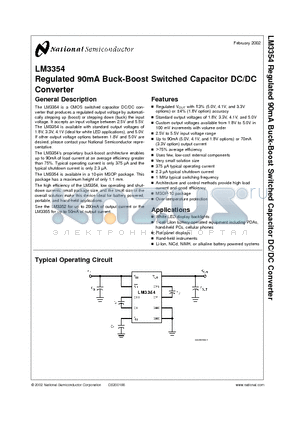 LM3354MM-1.8 datasheet - Regulated 90mA Buck-Boost Switched Capacitor DC/DC Converter