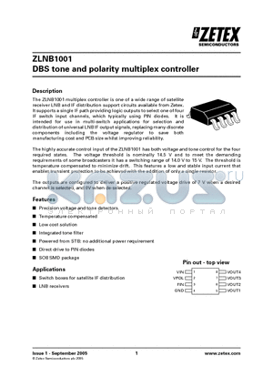 ZLNB1001 datasheet - DBS tone and polarity multiplex controller