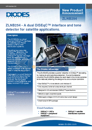 ZLNB254 datasheet - ZLNB254 - A dual DiSEqC interface and tone detector for satellite applications.