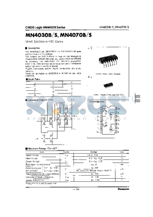MN4070S datasheet - CMOS LOGIC MN4030B SERIES, QUAD EXCLUSIVE-OR GATES