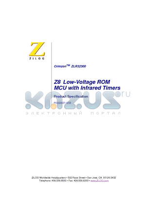 ZLR32300H4824G datasheet - Z8 Low-Voltage ROM MCU with Infrared Timers