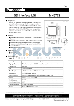 MN5772 datasheet - SD Interface LSI