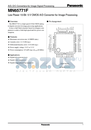 MN65771F datasheet - Low Power 10-Bit 5 V CMOS A/D Converter for Image Processing
