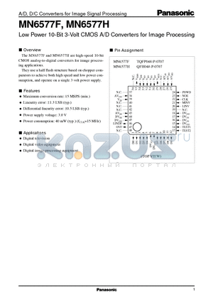 MN6577F datasheet - Low Power 10-Bit 3-Volt CMOS A/D Converters for Image Processing