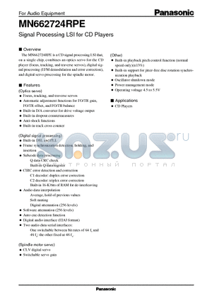 MN662724RPE datasheet - Signal Processing LSI for CD Players