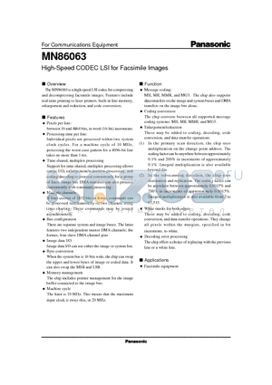 MN86063 datasheet - High-Speed CODEC LSI for Facsimile Images