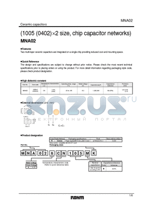 MNA02 datasheet - (1005 (0402) x 2 size, chip capacitor networks)