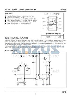 LM358D datasheet - DUAL OPERATIONAL AMPLIFIERS