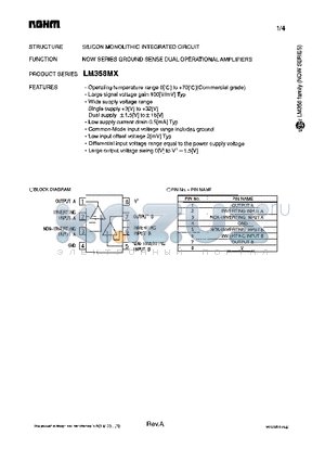 LM358MX datasheet - SILICON MONNOLITHIC INTEGRATED CIRCUIT