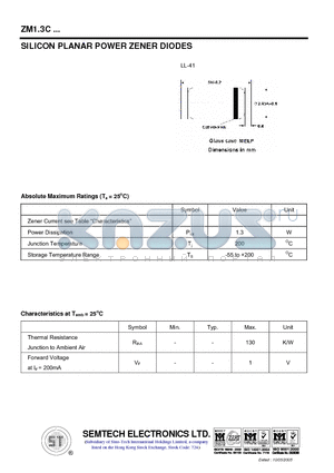 ZM1.3C22 datasheet - SILICON PLANAR POWER ZENER DIODES