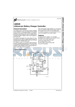 LM3620 datasheet - Lithium-Ion Battery Charger Controller