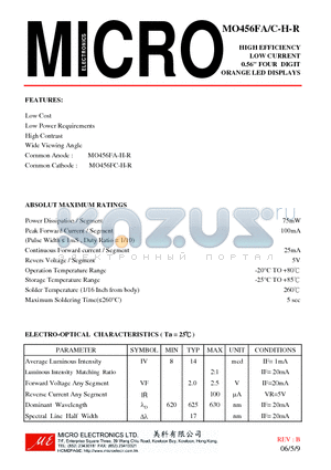 MO456FA-H-R datasheet - HIGH EFFICIENCY LOW CURRENT 0.56