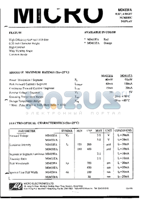 MO433FA datasheet - 0.33, 4 DIGIT NUMERIC DISPLAY