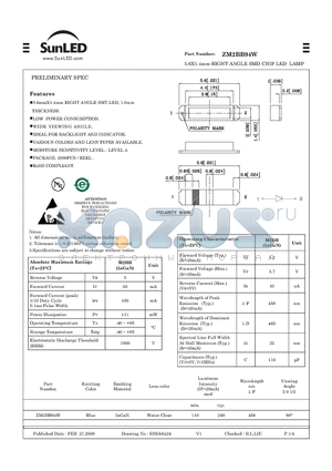 ZM2BB94W datasheet - 5.6X1.4mm RIGHT ANGLE SMD CHIP LED LAMP