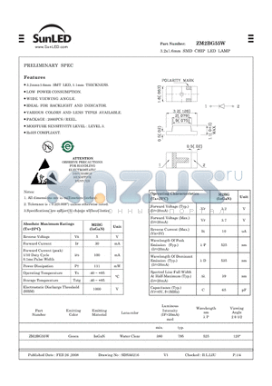 ZM2BG55W datasheet - 3.2x1.6mm SMD CHIP LED LAMP