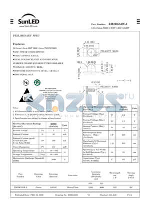 ZM2BG55W-3 datasheet - 3.2x1.6mm SMD CHIP LED LAMP