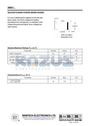 ZM2C180 datasheet - SILICON PLANAR POWER ZENER DIODES