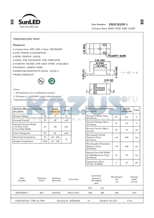 ZM2CR55W-1 datasheet - 3.2mmx1.6mm SMD CHIP LED LAMP