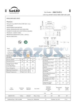 ZM2CY81W-1 datasheet - 2.8X1.0mm RIGHT ANGLE SMD CHIP LED LAMP