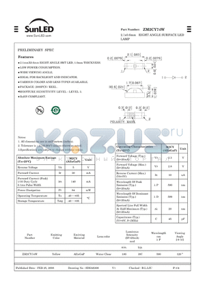 ZM2CY74W datasheet - 2.1x0.6mm RIGHT ANGLE SURFACE LED LAMP